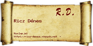 Ricz Dénes névjegykártya